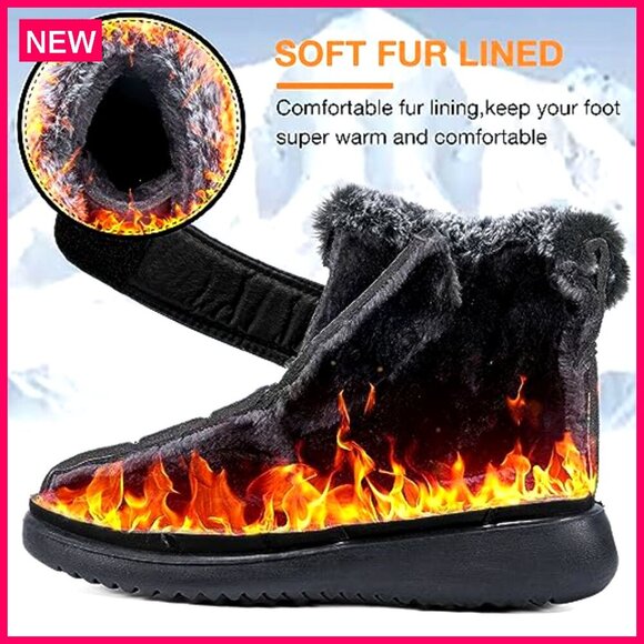 Women's Waterproof Snow Boots Fur Lined Slip On Winter Outdoor - Picture 5 of 8